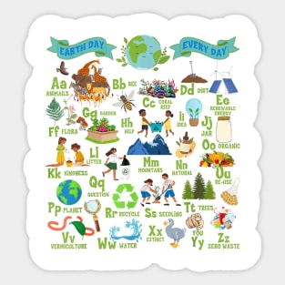 Alphabet Earth Day Every Day ABCs Save Planet Teacher Kids Sticker